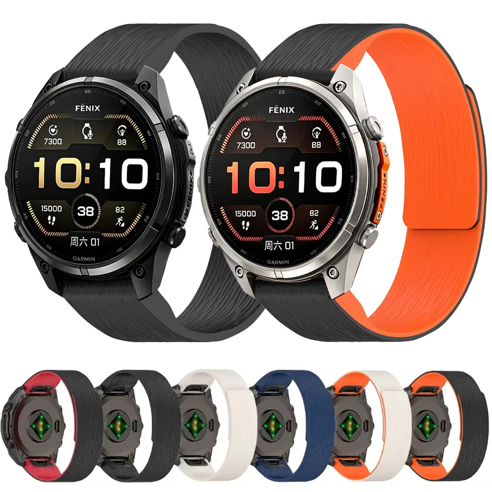 Quick Fit 20mm 22mm 26mm Magnetic Silicone Strap For Garmin Fenix 9 Pro/9/8/7/E Tactix 8 51mm 47mm 43mm Band Garmin Accessories