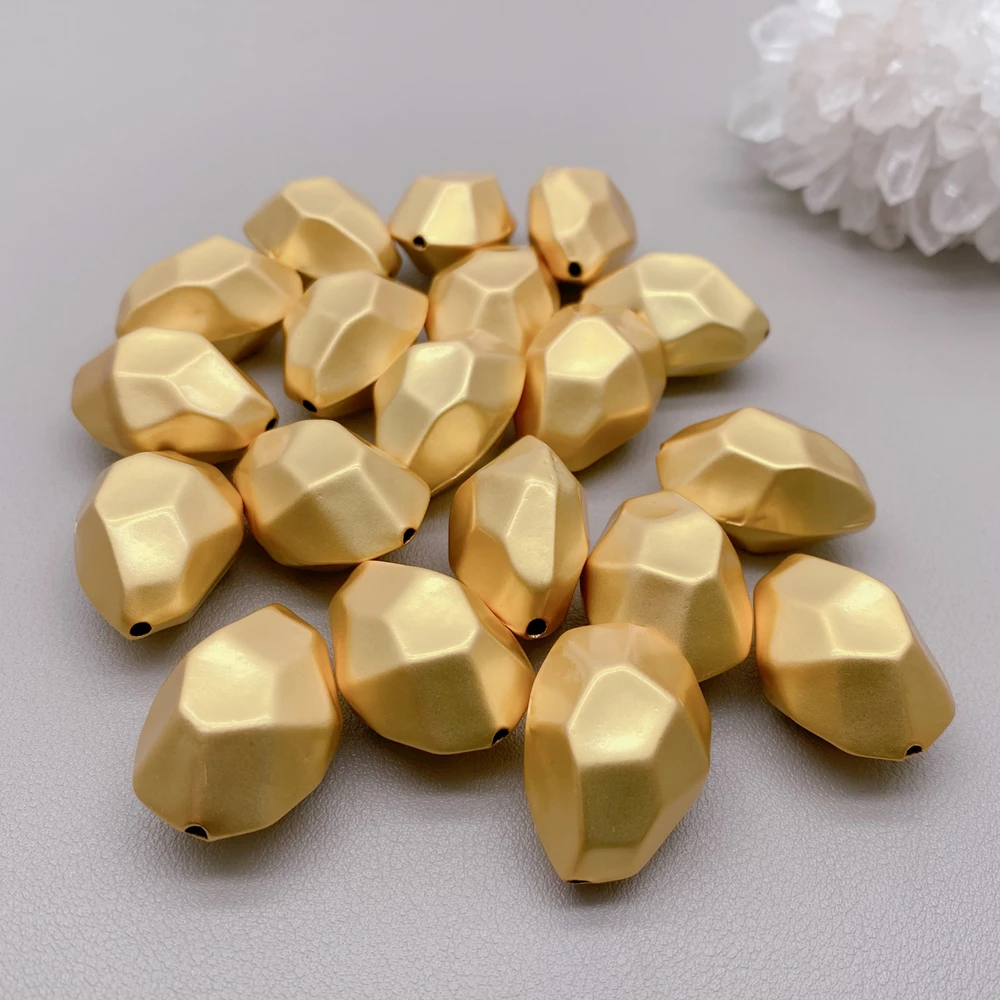 20 PCS Matte Finish Chunk 20x21mm Beads Gold Color DIY Beads Handmade Components Jewelry Supplies