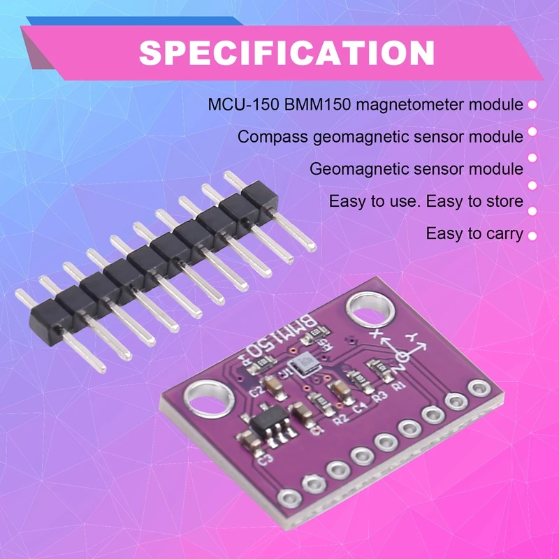 Módulo de sensor geomagnético MCU-150 BMM150 Módulo magnetômetro Módulo de sensor geomagnético de bússola