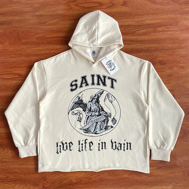 

Повседневная толстовка Saint Vani свободного кроя из комфортного хлопка, молодежная уличная мода, весенне-осенняя, износостойкая, удлиненная
