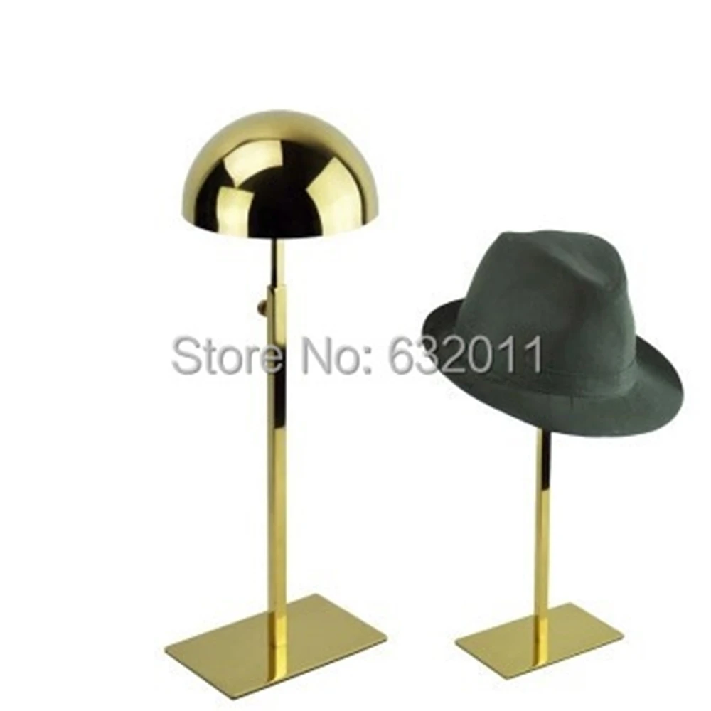 Stan Display Topi Logam Emas Titanium Rak Display Holder Topi Wig Display Jendela Toko Properti Meja Rak Organizer Penyimpanan