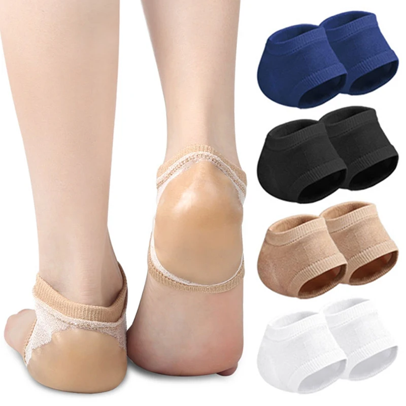 Silicone Feet Care Pad Heel Protector Sleeve for Relief Plantar Fasciitis Anti Crack Moisturizing Foot Protection Half-yard Sock