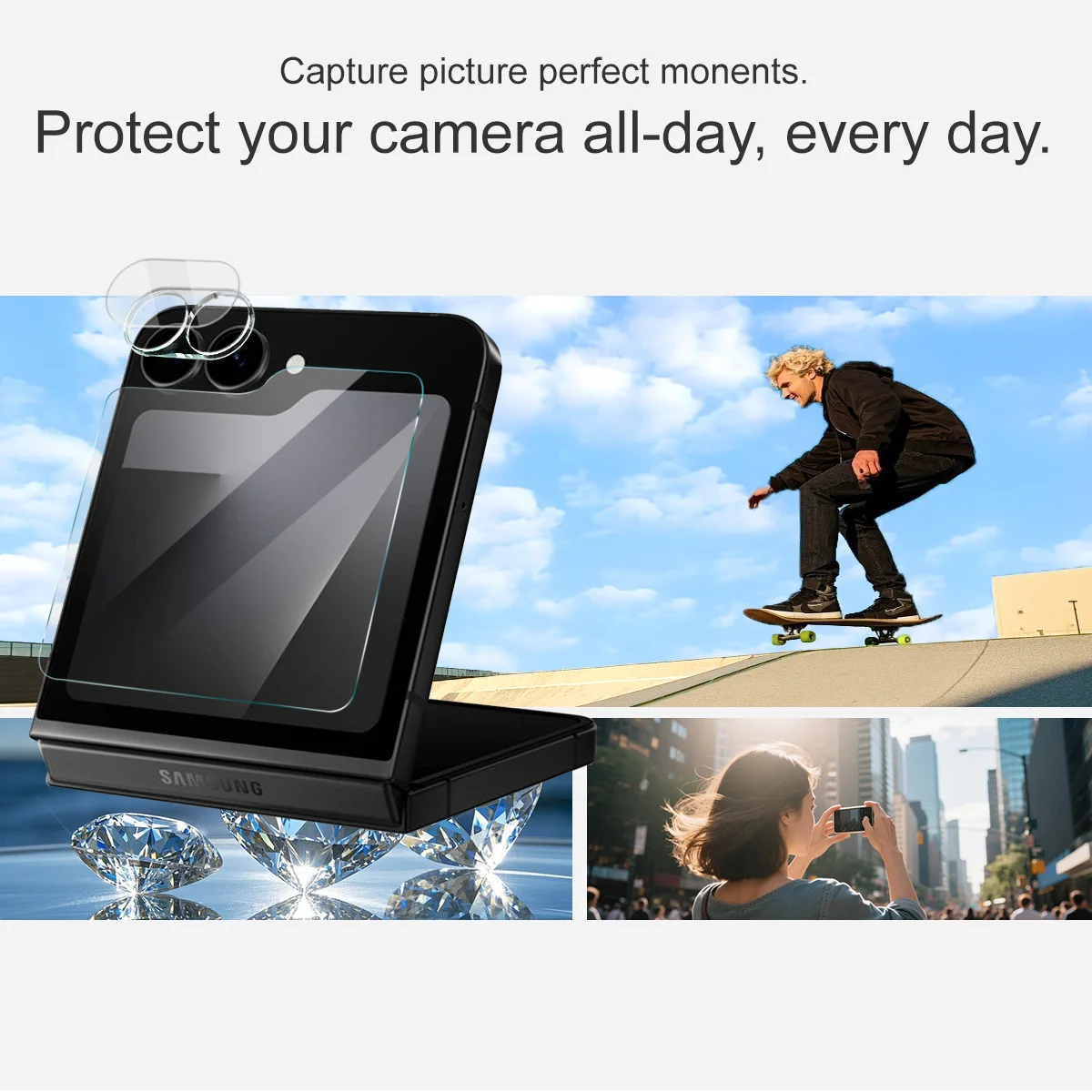 لهاتف Samsung Galaxy Z Flip7 FE 5G فيلم عدسة IMAK زجاجي + واقي شاشة خلفي