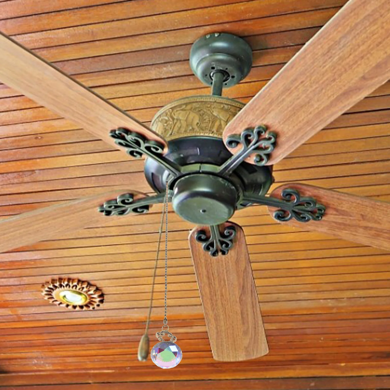 2Pcs Crystal Pendant Ceiling Fan Pull Chain Adjustable Beaded Extension Decorative Chain for Bedside Lamp Lighting Fixtures