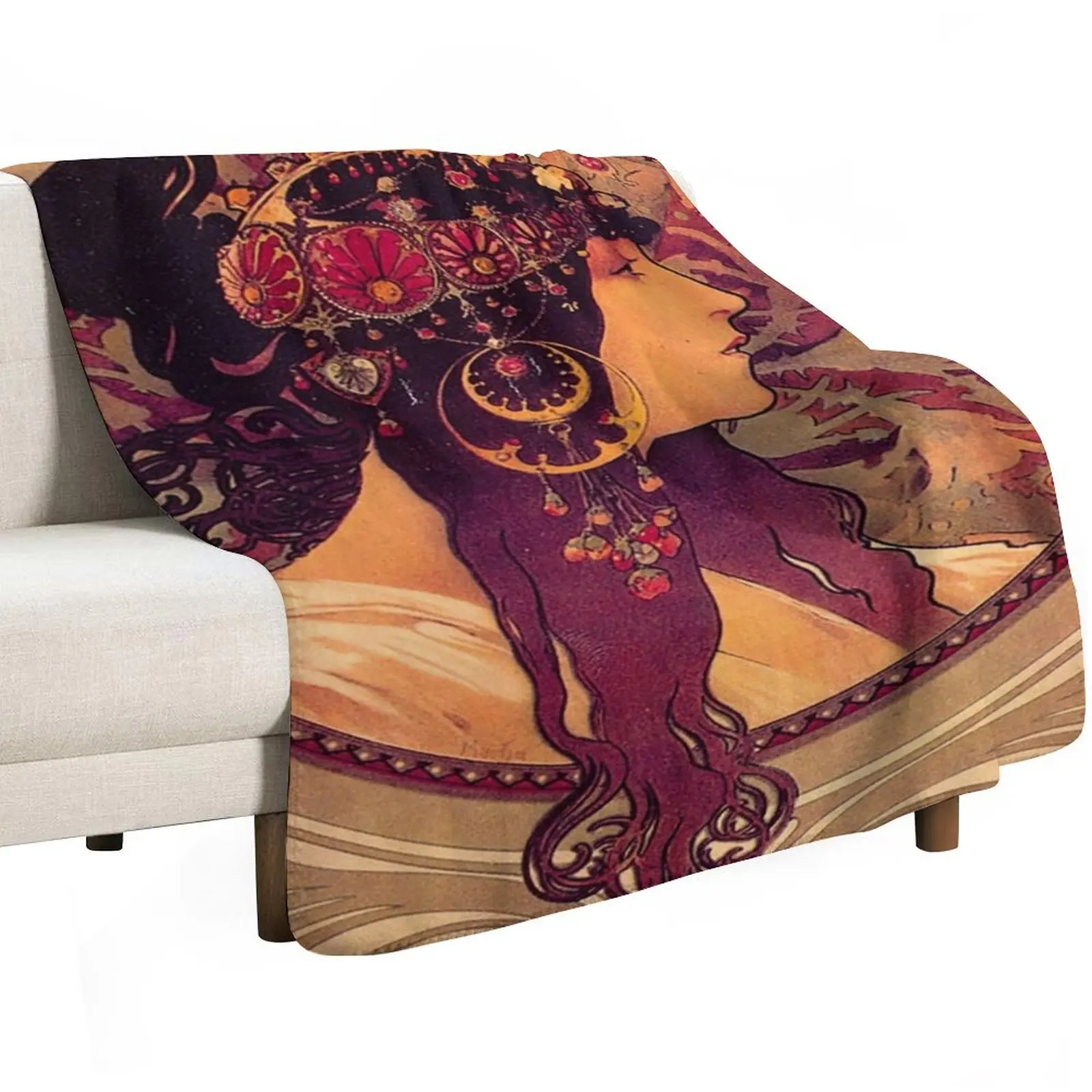 alfons mucha - alphonse mucha Throw Blanket Soft Plaid Retros christmas gifts for winter Picnic Luxury Blankets
