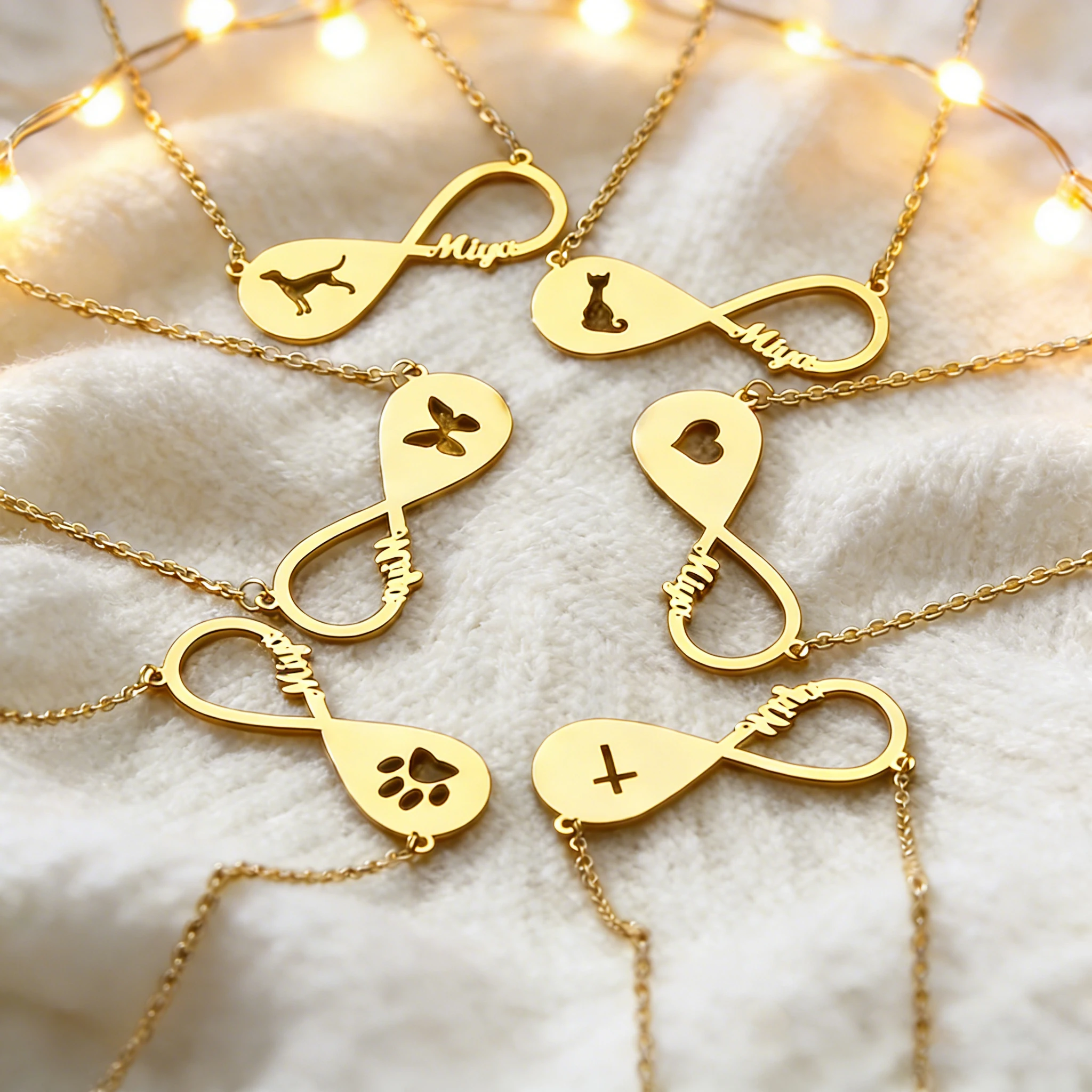 Haiyufly Custom Name Infinity Necklace for Women Stainless Steel Jewelry Personalized Heart Cross Choker Chain Mothers Day Gift