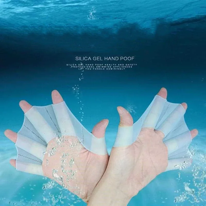 1Pair Hand Webbed Gloves Pad Flippers Swimming Training Hot Sale Men Women Kids Frog Type Silicone Swimming Flippers Adjustable