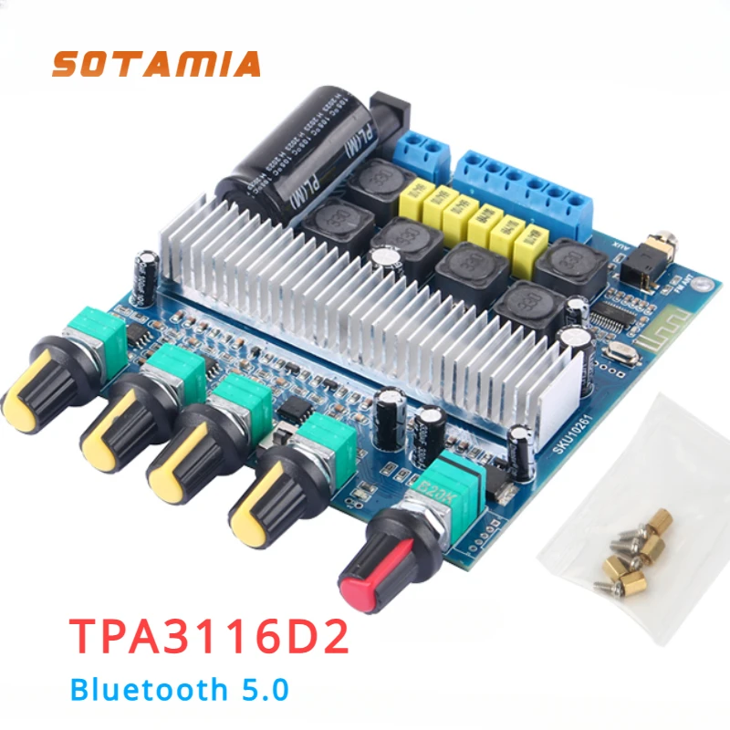 SOTAMIA TPA3116D2 Bluetooth Amplifier Board AUX Home Music Digital Power Subwoofer Amplifiers 50Wx2+100W 2.1 Amp Amplificador