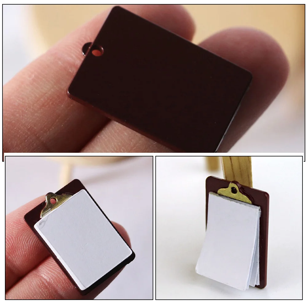 

2pcs Miniature Writing Board For Diy Decorative School Supplies Simulation Clipboard Mini House Adornment Realistic Detail Craft