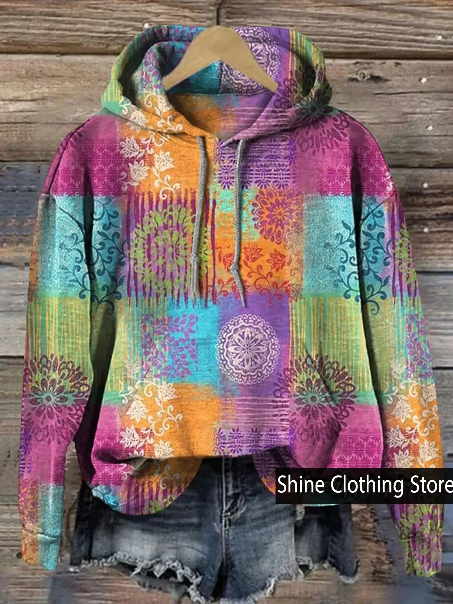 Women's Colorful Sun Collage Art Print Casual Hoodie tops, Sudaderas Para Mujer,Winter Clothes Women,Plus Size sweatshirt hoodie