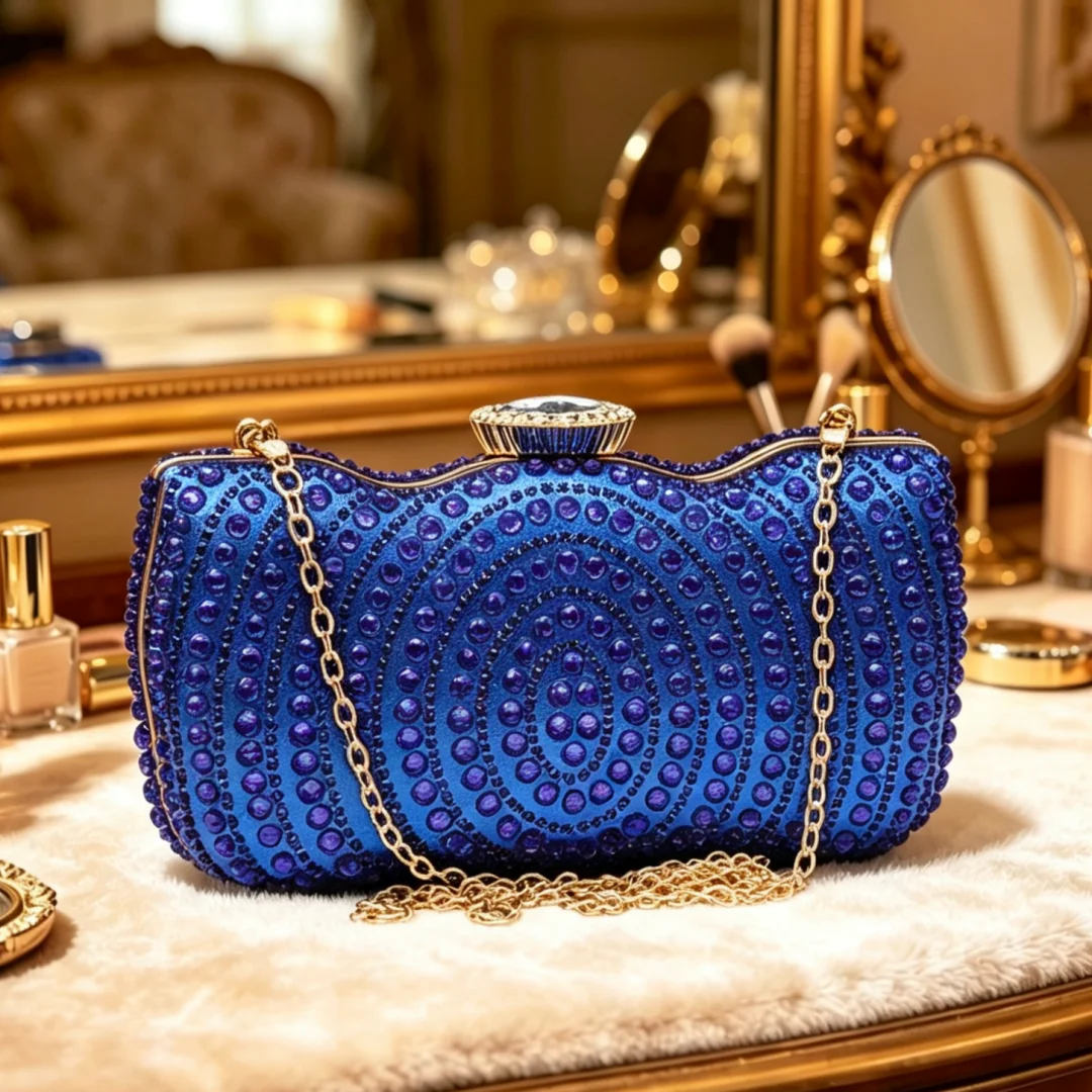 Elegante Damen-Abendtaschen mit Strass, Designer-Kristall-Bankett-Handtasche, luxuriöse Hochzeits-Braut-Clutch, einzigartige Diamant-Clutches – Detail 12