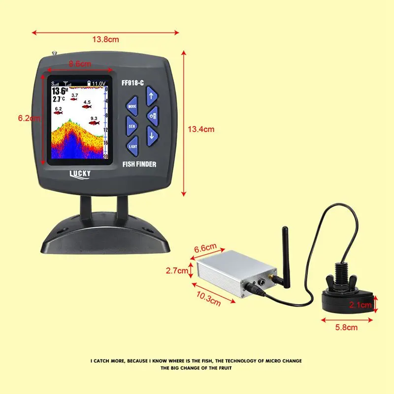 Imagem -04 - Wired Dual Frequency Fish Finder com Tela Colorida Sensor Sonar Câmera para Pesca 300m Fish Detector Echo Sounder Alarme