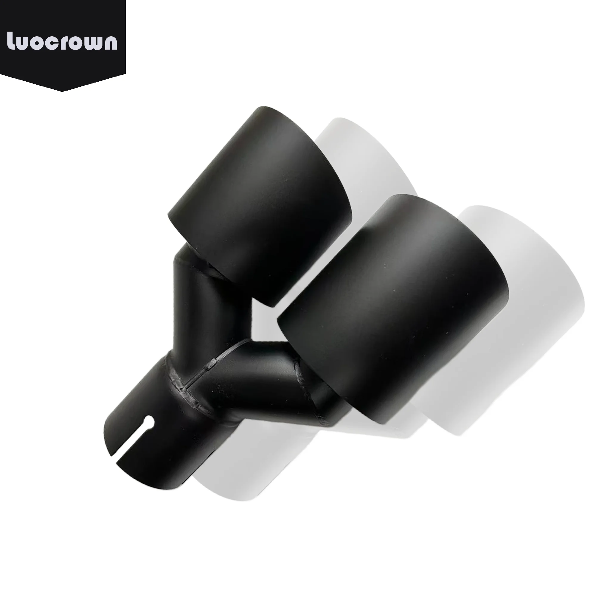 1Pcs Universal Model 304 Stainless Steel Imported Dual Cylinder Car Exhaust Tailpipe Muffler Outlet Matte Black Y-Shaped