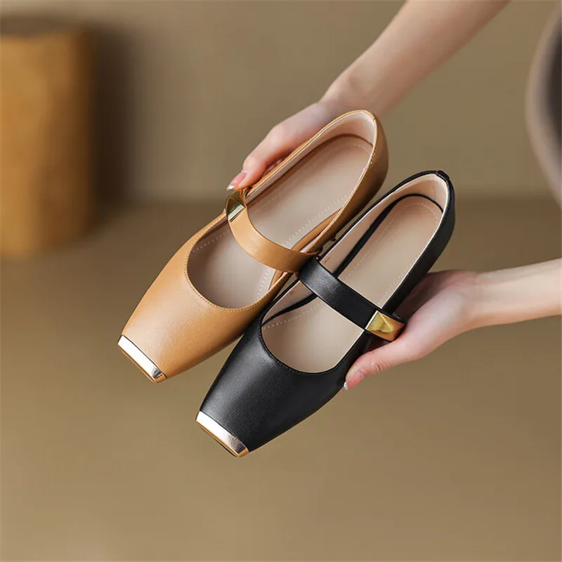 2023 Wiosna/lato Kobiety Pumps Metal Square Toe Chunky Shoes for Women Casual Mary Janes Shoes Zapatos De Mujer Low Heel Shoes