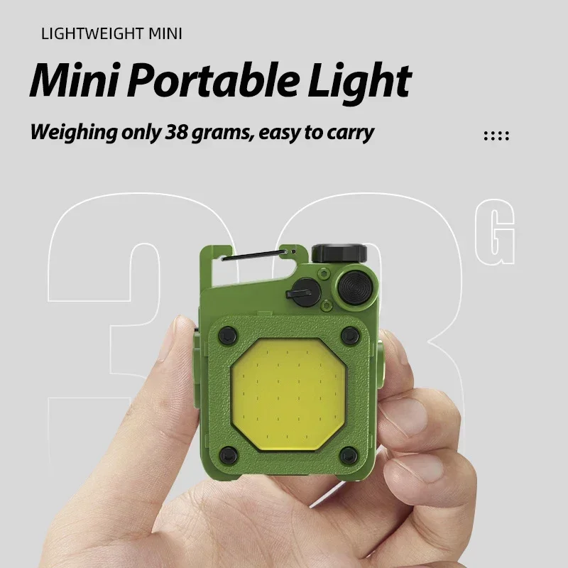 EDC-Petite lampe de poche LED avec porte-clés, charge de type C, réglage à 180 °, lampe de travail magnétique, mini torche, pêche, camping, lanterne