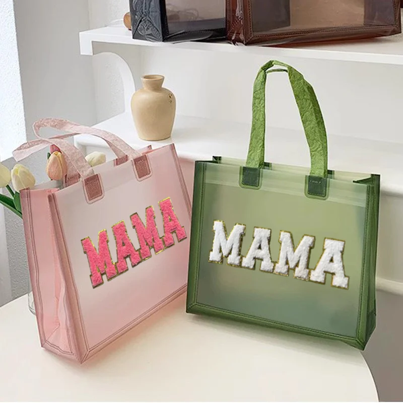 5pcs Shopping Bag Pvc Large Capacity Handbag Mama Letter Bag Shopping Shopping Handbag Mother\'s Day Gift For Mother