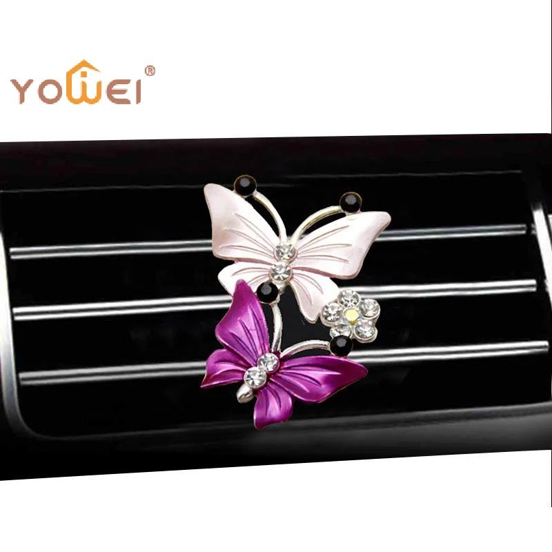Latest Car Air Conditioning Outlet Perfume Decoration Clip Dual-color Double Butterfly Purification Decoration Clip Car Interior
