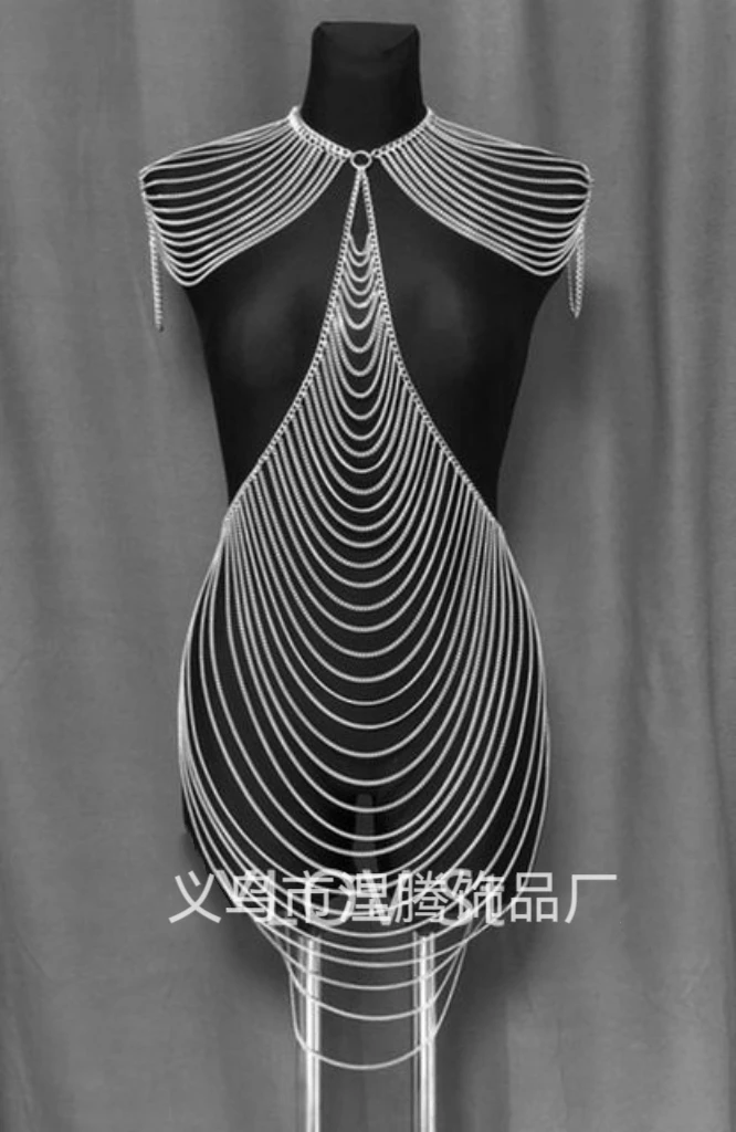 

New multi-layer metal necklace body chain, wholesale of hot-selling accessories in Europe and America