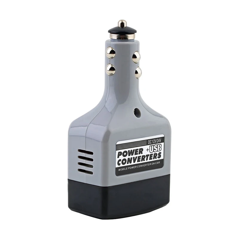 With USB On-board Charger 12V 24V DC To AC 220V Portable Car Power Inverter Adapter Plug Converter