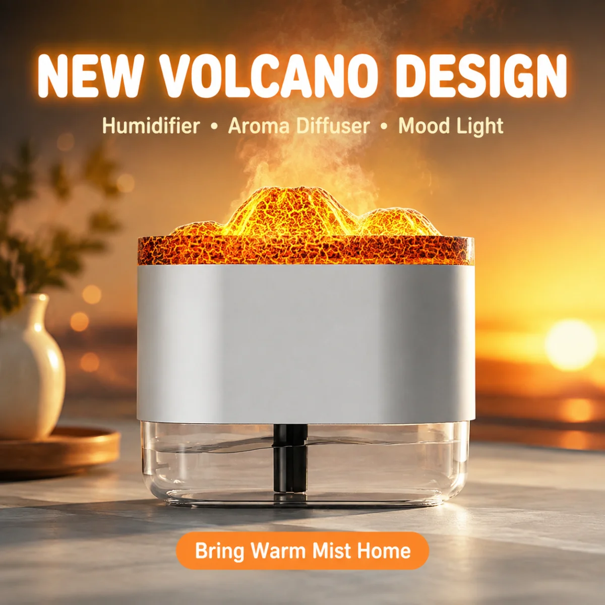 New Volcano Fragrance Humidifier Colorful Atmosphere Light Home Bedroom Silent USB Desktop Aromatherapy Machine
