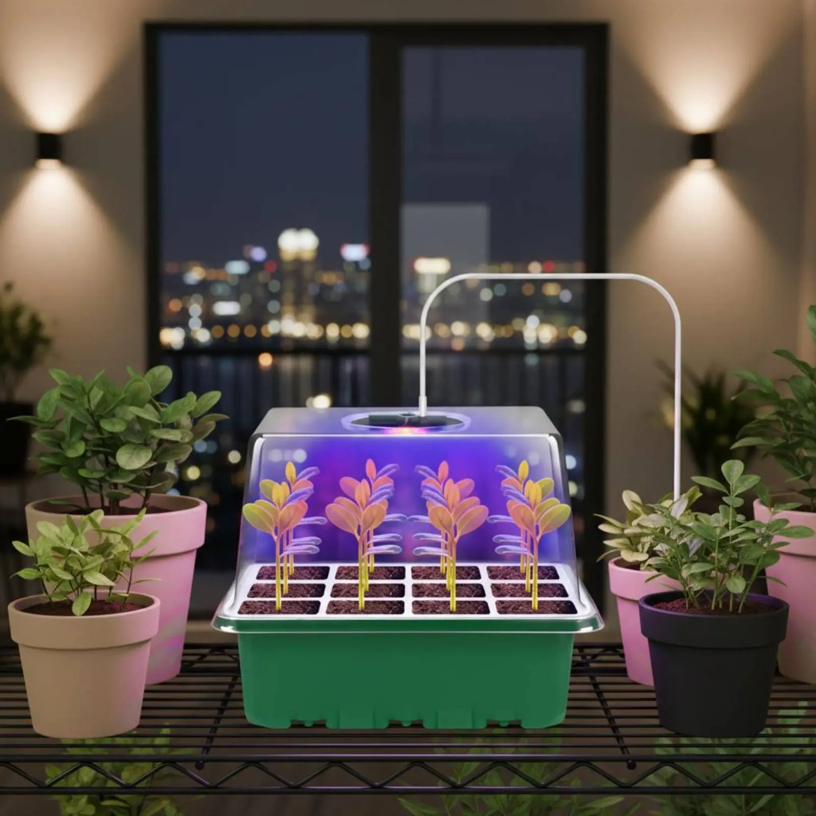 Plant Tray with Grow Lamp Drainage Holes Plant Germination Kit Indoor Plant Germination Box Included Gardening Supplies