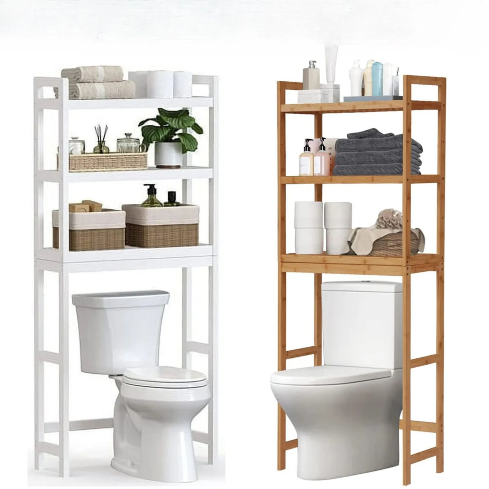 

US Bathroom Space Saver over the Toilet 3 Tier Storage Shelf Organizer Rack Bamboo