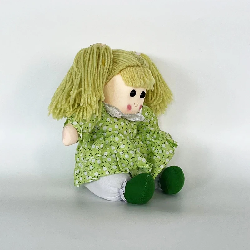 Green Woolen Hair 20cm Soft Stuffed Dolls Girl's Playhouse Toys Baby Doll Magic Hair Plush Toys Dolls Small Gift Baby Girl Toys