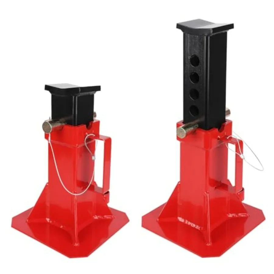 

12 Ton 24000 lbs Heavy Duty Pin Type Jack Stands with Safety Lock Adjustable Hght 11-18 for Trucks Trailers Cars 1 Pair Red
