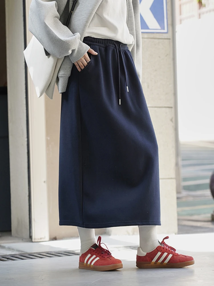 FANAN Koreanischen Stil Hohe Taille Röcke Für Frauen Stickerei Design Gerade Mid-länge Rock Weibliche Kleidung 2025, Herbst neue