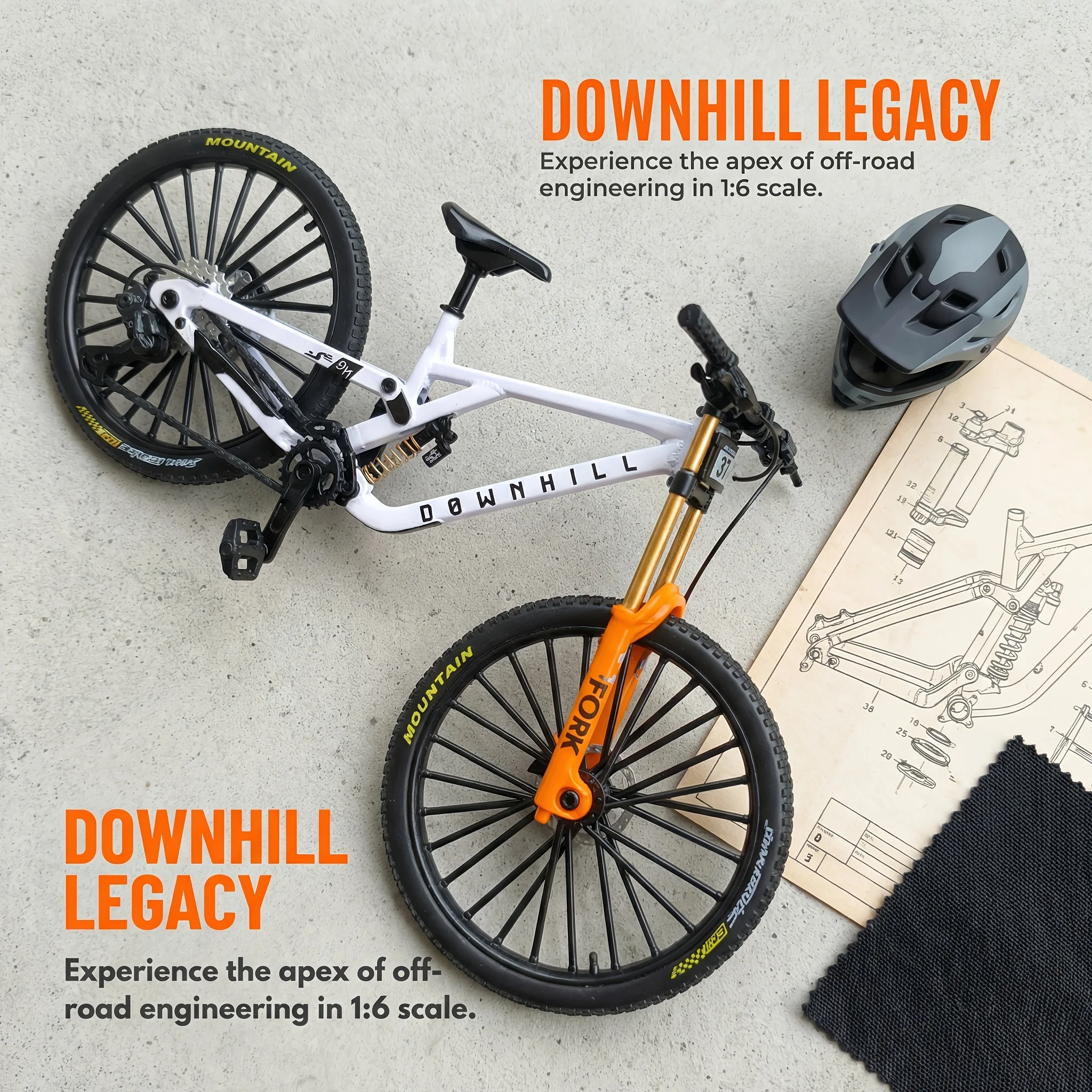 1:8 Scale Alloy Mountain Bike Miniature Model Dual Shock Absorbers Removable Desktop Decoration Gift for Bike Enthusiasts