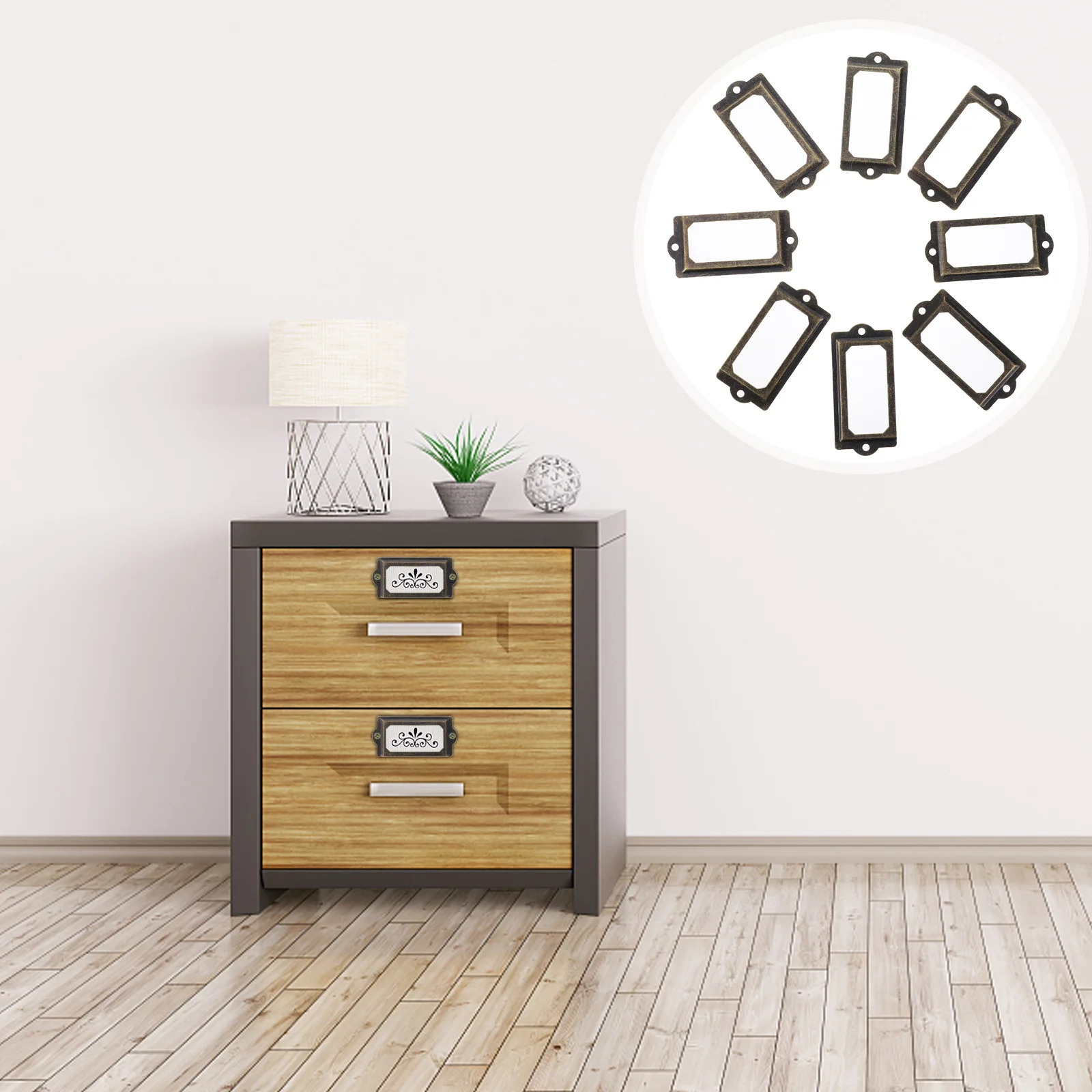 

30Pcs Iron Frame Label Holder Furniture Drawer Cabinet Style Vintage Tag Holder Frame for Filing Cabinet Storage