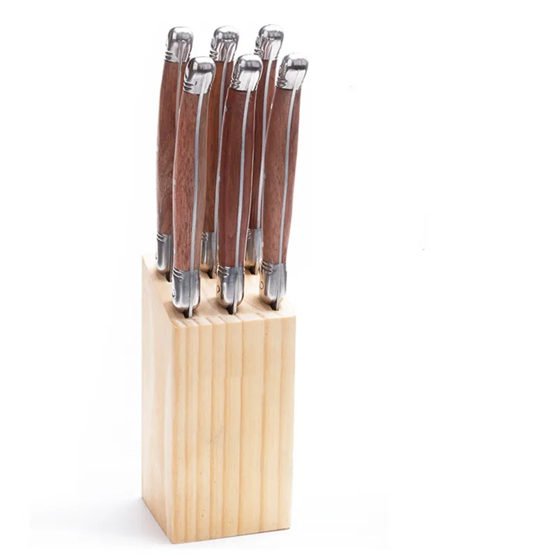 4-6pcs Laguiole Steak Knives and Forks set Stainless Steel Dinner Knife Fork and Spoon Wood Handle Tableware Set Dinnerware set