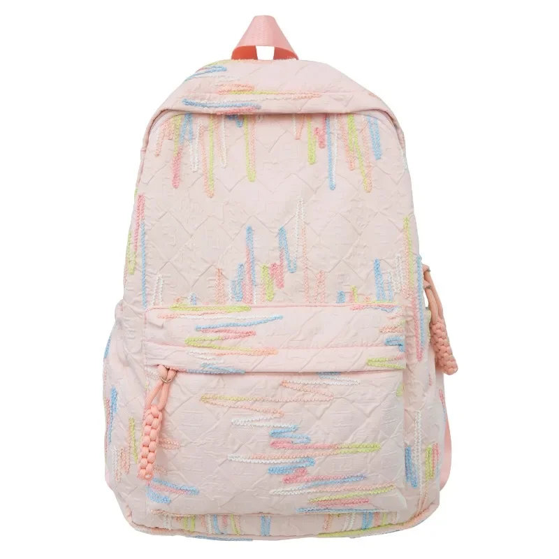 Sac à dos en nylon avec fermeture éclair pour femme, grande capacité, haute qualité, tendance de style polyvalent, cartable pour étudiants en plein air, nouveau, 2024