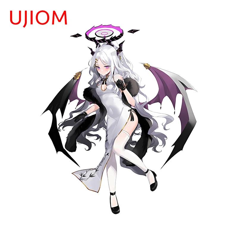 UJIOM Kawaii Devil Girl Wall Sticker Black And White Style Sitting Posture Picture Decal Suitable For Smooth Surfaces Wallpaper