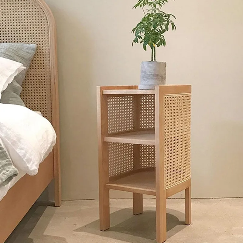 JOYLIVE Moderne Minimalistischen Stil Kreative Hause Homestay Hotel Schlafzimmer Massivholz Rattan Nachttisch Rand Schrank Drop-versand