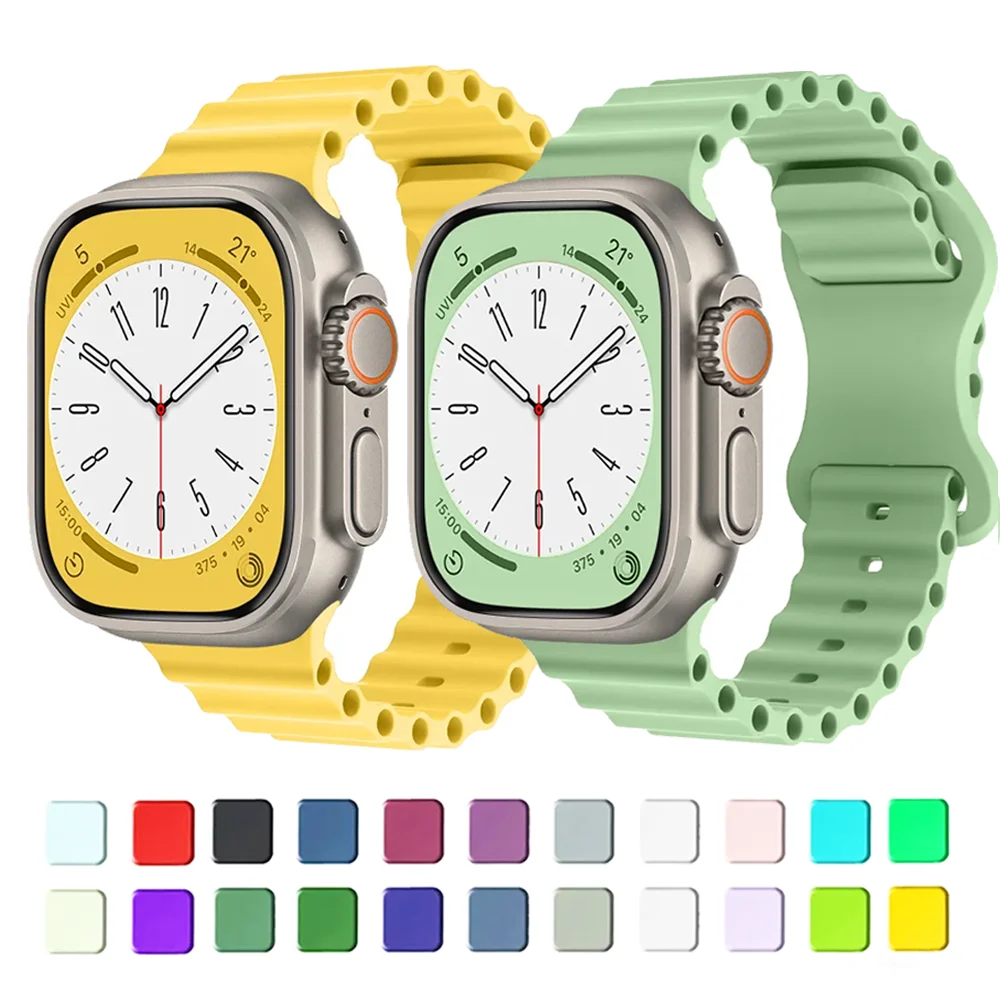 Ocean strap For Apple Watch Ultra 2 Band 49mm 9 8 7 45mm 41mm Silicone Bracelet Wristband iWatch 6 5 4 3 SE 44mm 40mm 42mm band