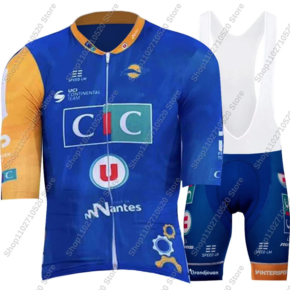 2025 CIC U Nantes Atlantique Cycling Jersey Set Men Bicycle Clothing Road Bike Shirts Suit Bicycle Bib Shorts MTB Ropa Maillot