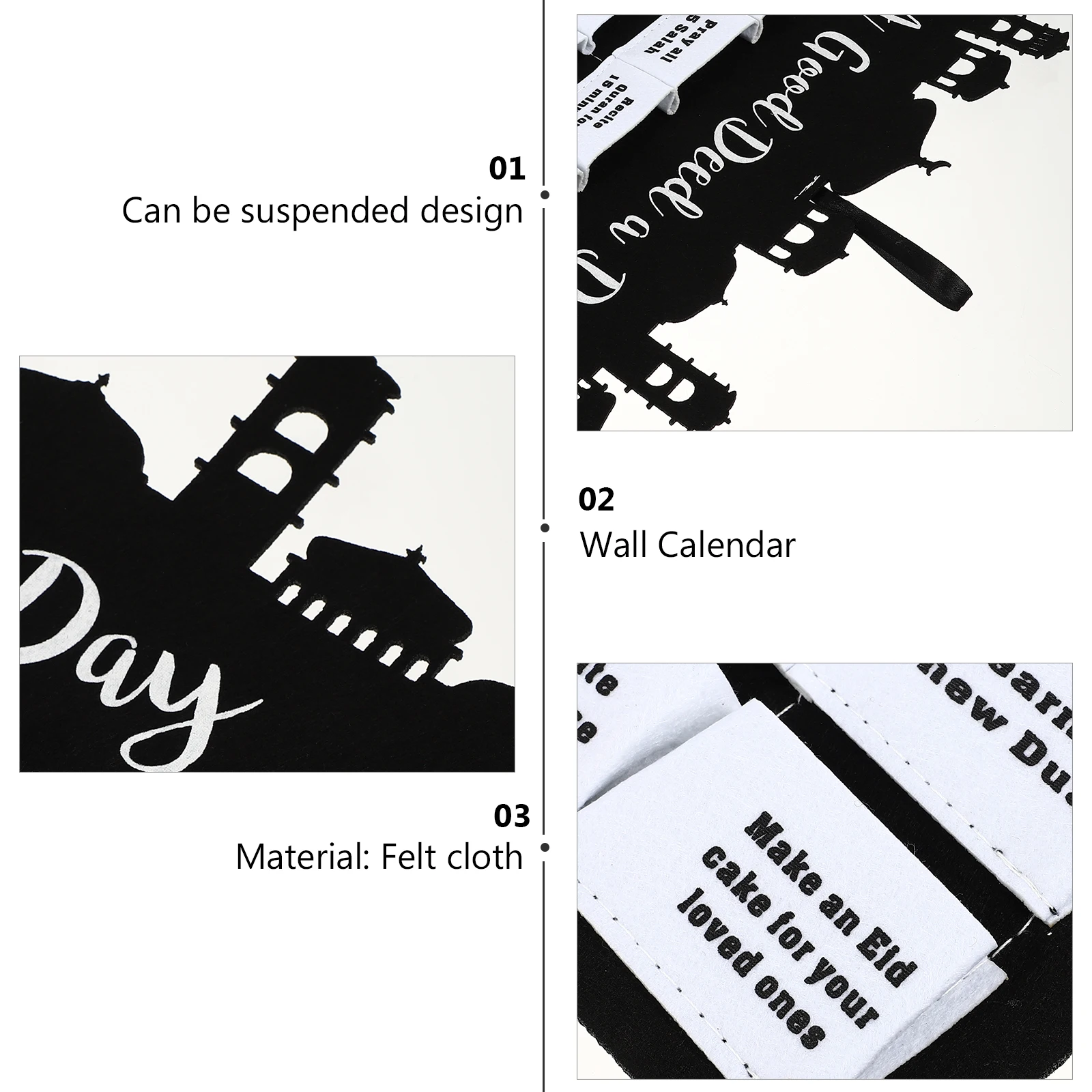 

Muslim Eid Calendar Hanging Mubarak Decor Islamic Eid Countdown Calendar Festival Wall Home Reusable Felt Practical