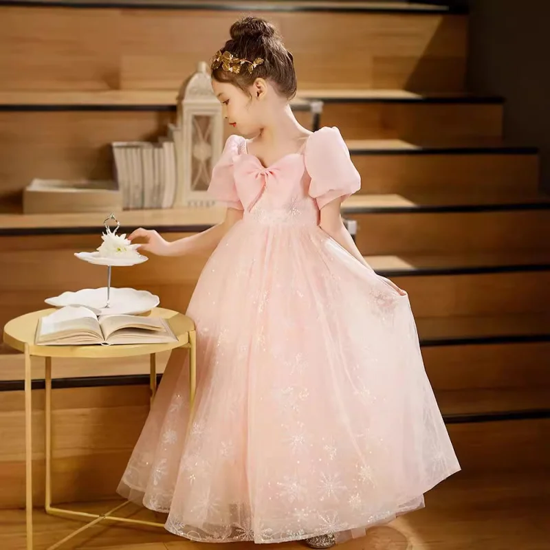 Girls' Light Luxury Niche High-end Host Show Piano Performance Little Girl Birthday Party Princess Dress Spring