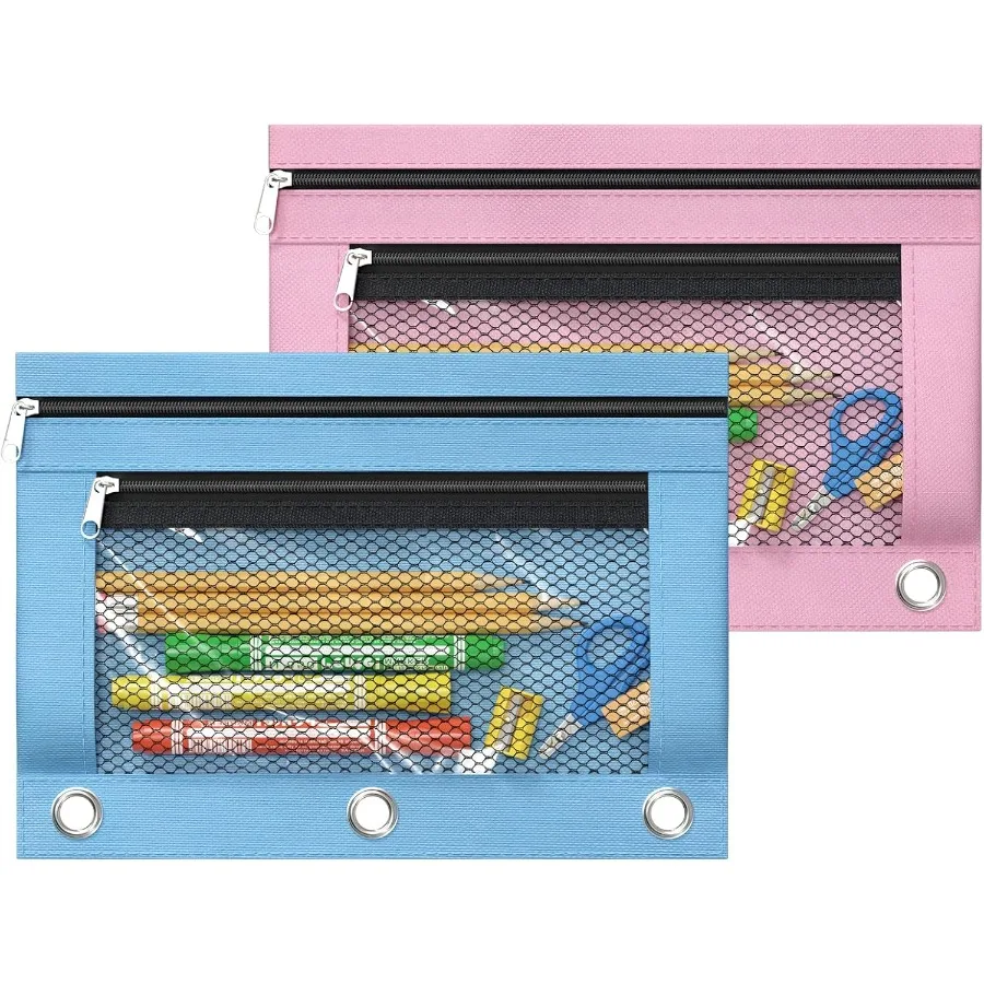 

2 упаковки чехлов для 3-х кольцевых переплетов с застежкой-молнией и двойным карманом Чехол для переплета с прозрачным окном большой емкости Peil Ba