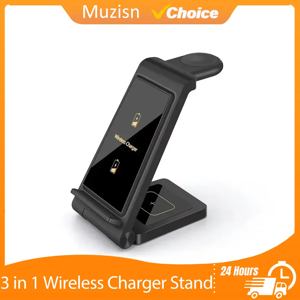 3 in 1 Wireless Charger Stand for Samsung S23 Ultra/S22/Note Z Flip Fold for Galaxy Watch 5 4 Active Buds Fast Charging Station