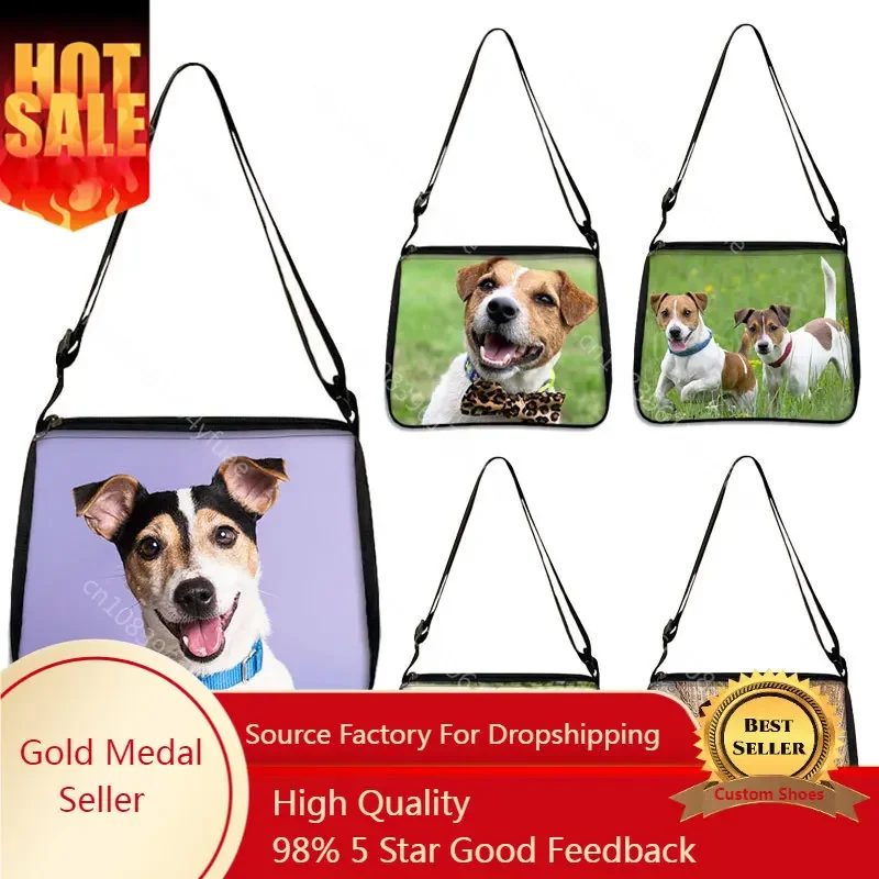 Cute Jack Russell Terrier Print Messenger Bag Women Handbag Cartoon Dog Clutch Girl Shoulder Bag ForTravel Casual Tote Bags