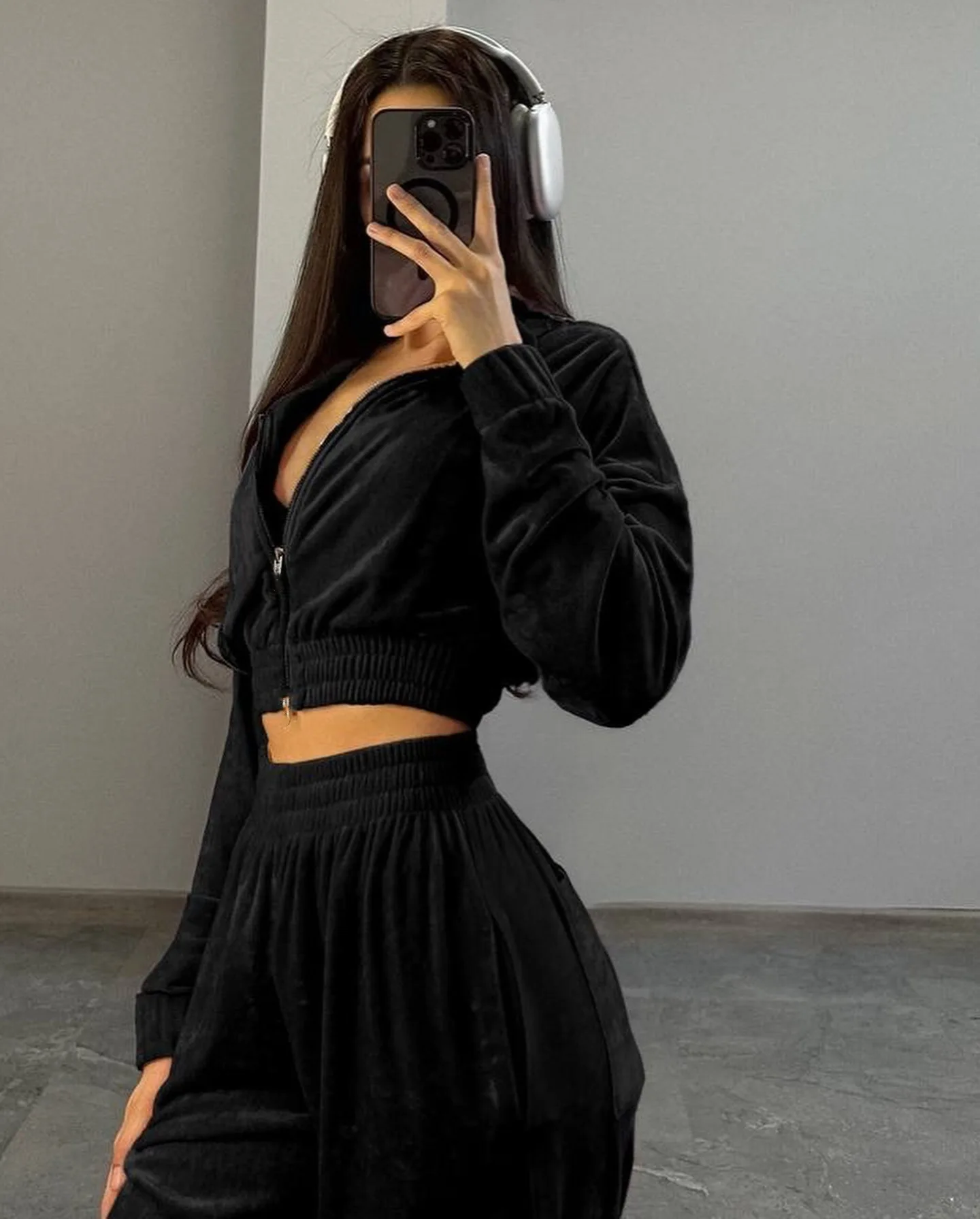 Velvet Streetwear Hoodie Women Sets Zipper Shorts Jackets And High Wasit Wide Leg Pant Woman Tracksuit 2024 New Autumn Winter