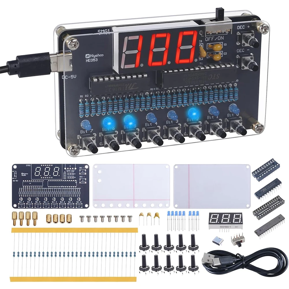 DIY Electronic Kit Binary to Decimal Conversion Soldering Practice Project Kit with LED Light Display for Beginners Teens Adults