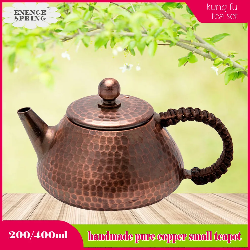 

200ML/400ML Handmade Copper Teapot Mini Brewing Tea Pot Anti-Scalding Handle Tea Maker Red Copper Palm Pot Kung Fu Tea Infuser