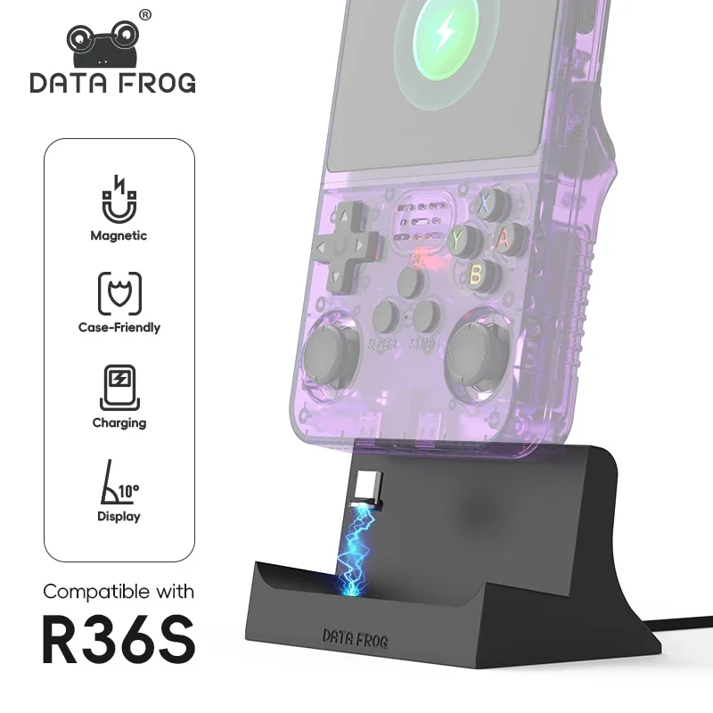 Data FrogR36S Handheld Console Charging Stand, Magnetic USB-C Dock Station with Stable Base for Desk Use