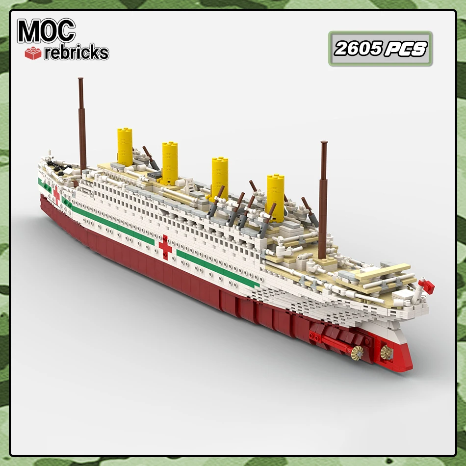 MOC Ultimate Collection HMHS Britannic Building Blocks Royal Navy Medical Ship Model Assembly Technology Bricks Classic Toy Gift