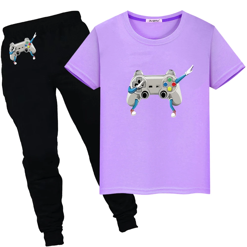 Sports Sets gamepad printing Summer Tops+pant 100%Cotton Cute T-shirts Kawaii Short TShirts y2k child Day gift Boy girls clothes