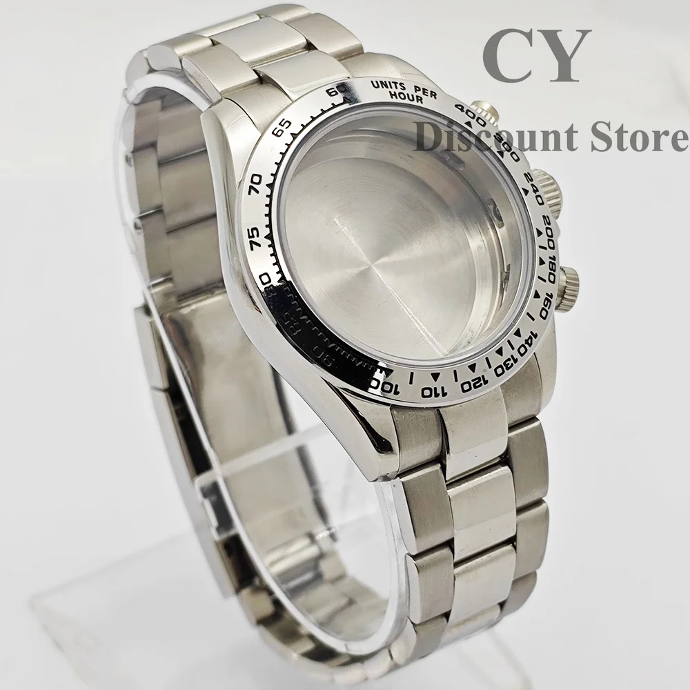 RICHUS VK63 Watch Case 39mm Silver/Rose Gold/Gold  Stainless Steel Watch Case Fit VK63 Quartz Movement Watch Accessories