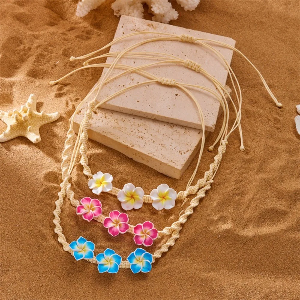 بوهيميا نمط بوليمر كلاي البحر شل قلادة متعدد الألوان المنسوجة يدويا سلسلة عنق حبل الزهور قلادة المختنق عطلة